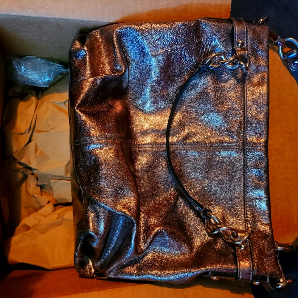 Coach silver hobo bag